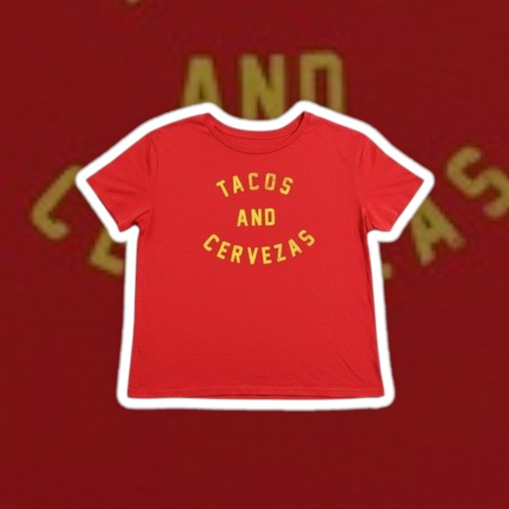 Fifth Sun Tacos‎ and Cervezas Graphic T Shirt Women Large Red